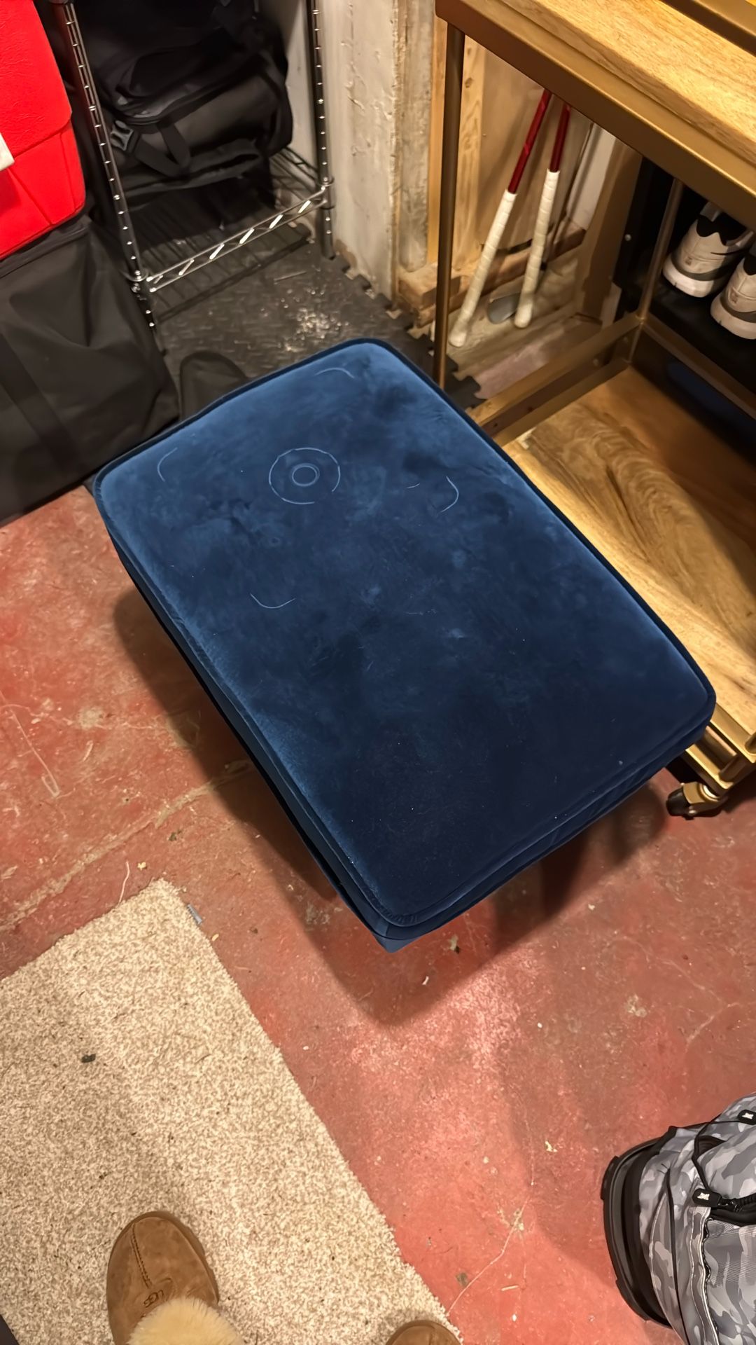 Blue velvet Ottoman
