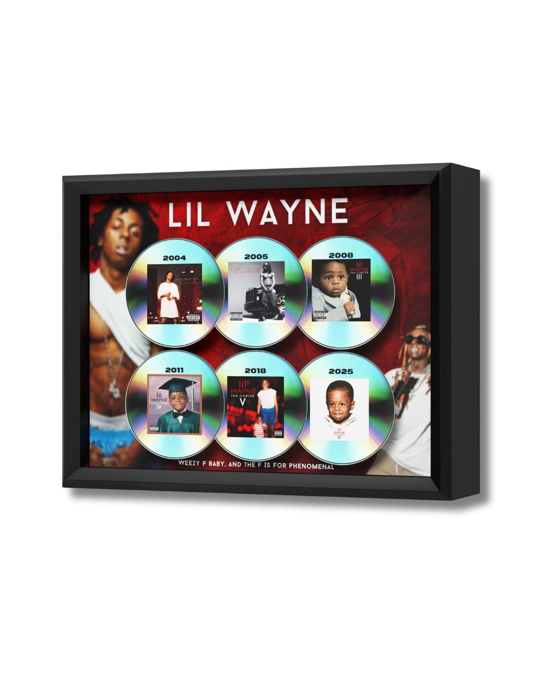 Lil Wayne Luxury Wall Art Plaque | Tha Carter Collection | All 6 Albums | 12x16 Shadow Box | Real CDs | Limited Edition Poster