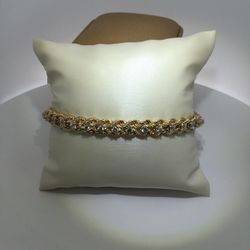 14K Yellow Gold Ladys Diamond Tennis Bracelet 7 inches 