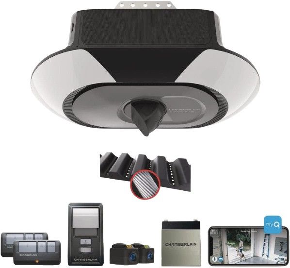 Chamberlain B6753T Smart Garage Door Opener, Video Streaming & Advanced Corner LED Lighting-myQ Smartphone Controlled-Ultra Quiet, Strong Belt Drive