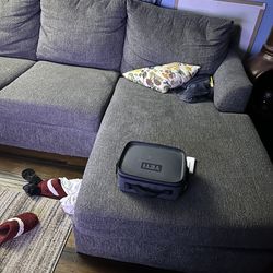 Comfortable gray sectional with chaise lounge