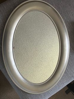 Oval Silver Beaded Wall Mirror