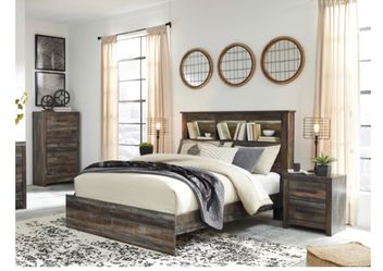 3 pc Ashley drystan full size bookcase bed with chest and nightstand