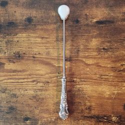 Vintage Ornate Sterling Silver Iced Tea Spoon Long Handle Floral Scrollwork