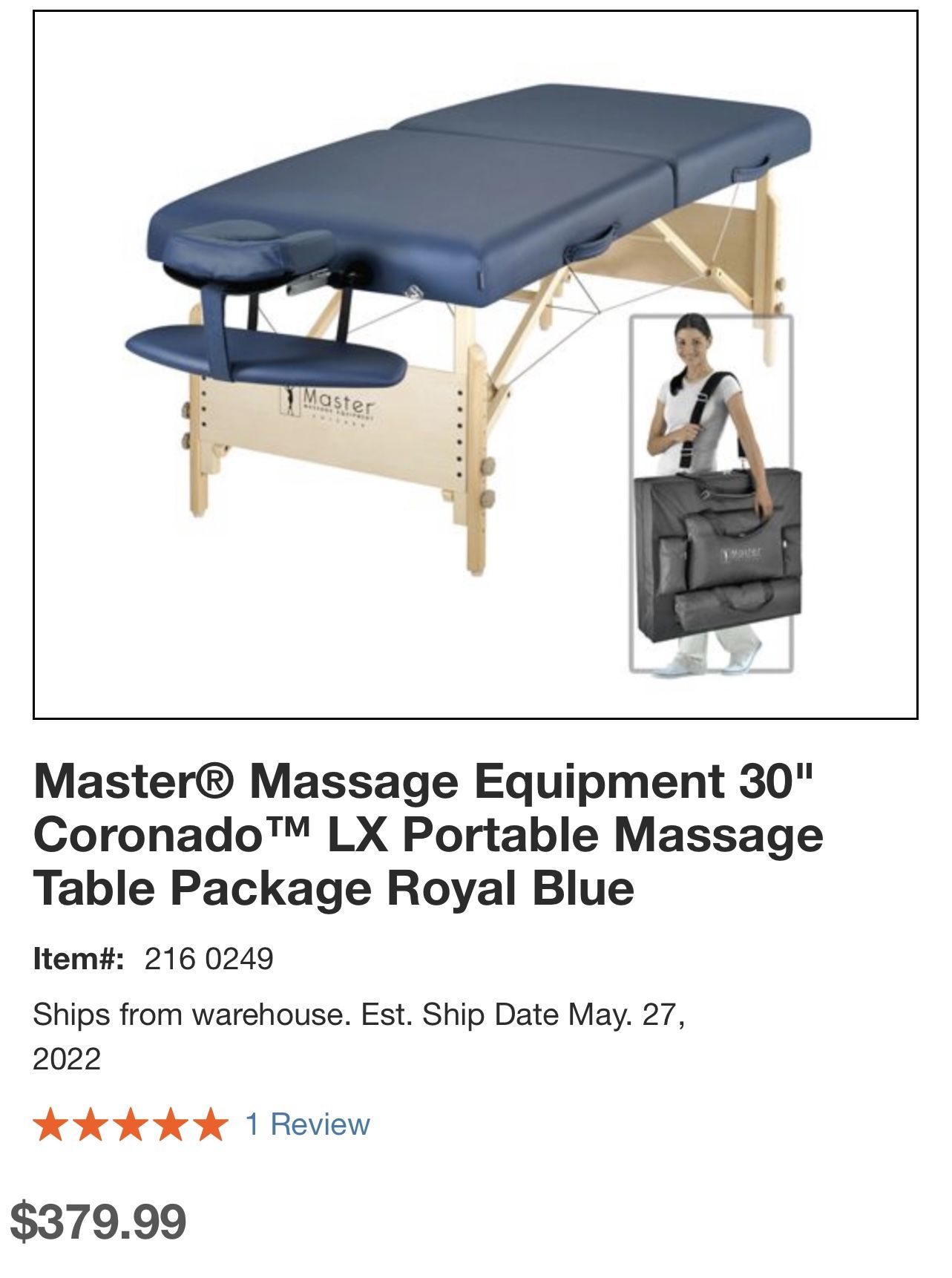 Master Massage Equipment 30 Coronado LX Portable Massage Table Package  Royal Blue for Sale in La Canada Flt, CA - OfferUp