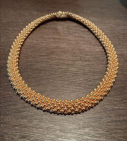 Vintage VTG Ciner signed gold tone choker necklace