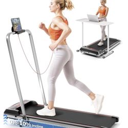 Walking Pad Treadmill with 10% Incline, 450LBS Capacity 2.5HP Under Desk Treadmill LED Display, 4 in 1 Portable Small Treadmills with Handle Bar Remot