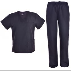 JY1601 Black Unisex V Neck Scrubs Set Medical Uniform - Women and Man Nursing Scrubs Set Top and Pants Workwear 