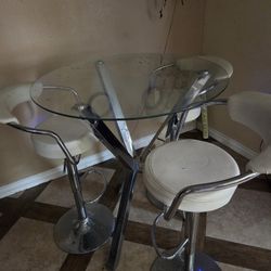 glass top bar stool set