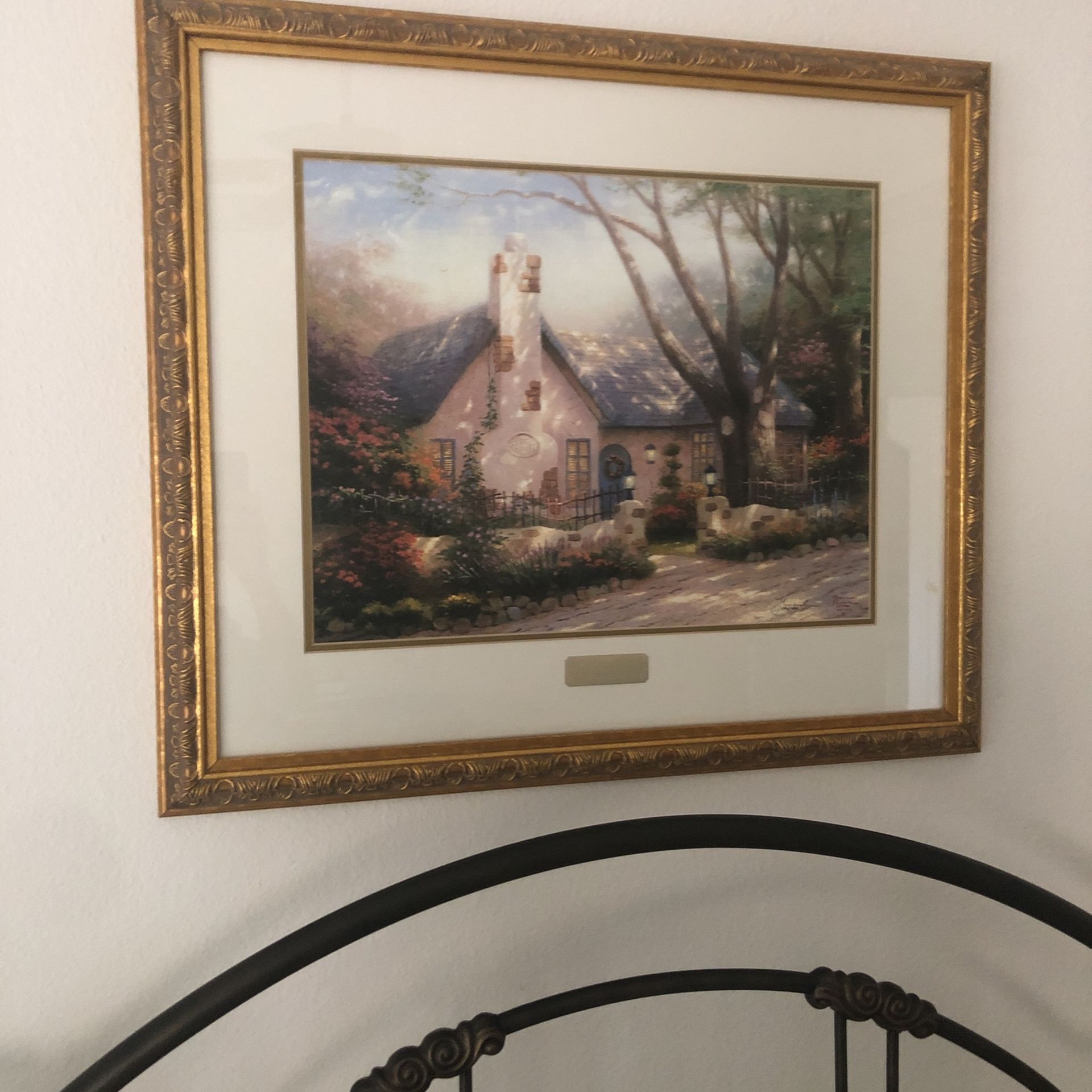 Morning Glory Cottage By Thomas Kinkade Framed Picture Print Painting 