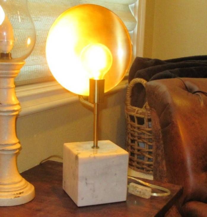 Intertek Hextra Brass Reflector Table Lamp Marble Base HX-T1429
