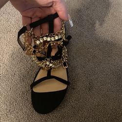 black chain sandals