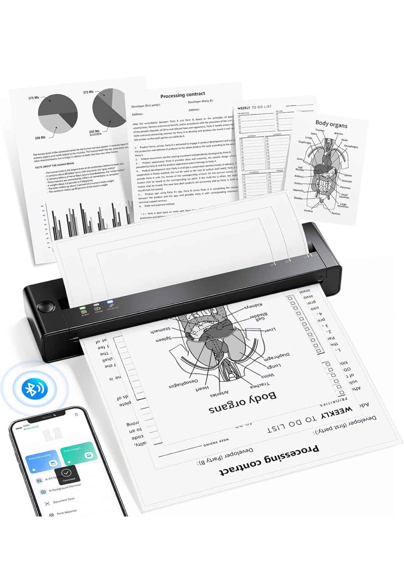 🔥Brand new🔥 Portable Printer Wireless for Travel, 2025 Upgraded Inkless Thermal Printers Support 8.5" X 11" US Letter Size, Mobile Printer Compatibl