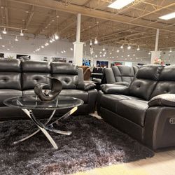 Beautiful Reclining Vegan Leather Sofa And loveseat Set 