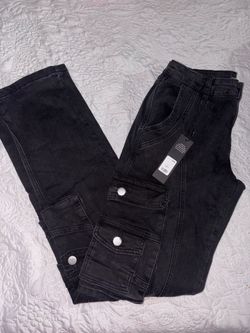 Black Cargo Denim Jeans with Tags