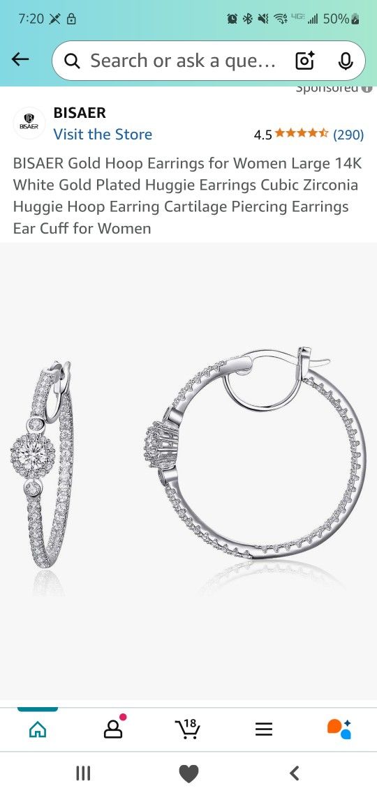 14k white Gold Plated Hoops