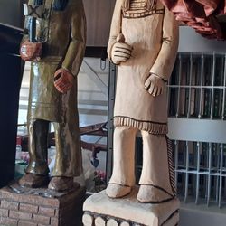 Antique Lamp And  2 Statoo Excellent Condition. 