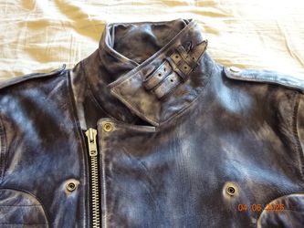 CAFÉ RACER STYLE - 100% ITALIAN LEATHER JACKET - SZ LARGE - BLUE