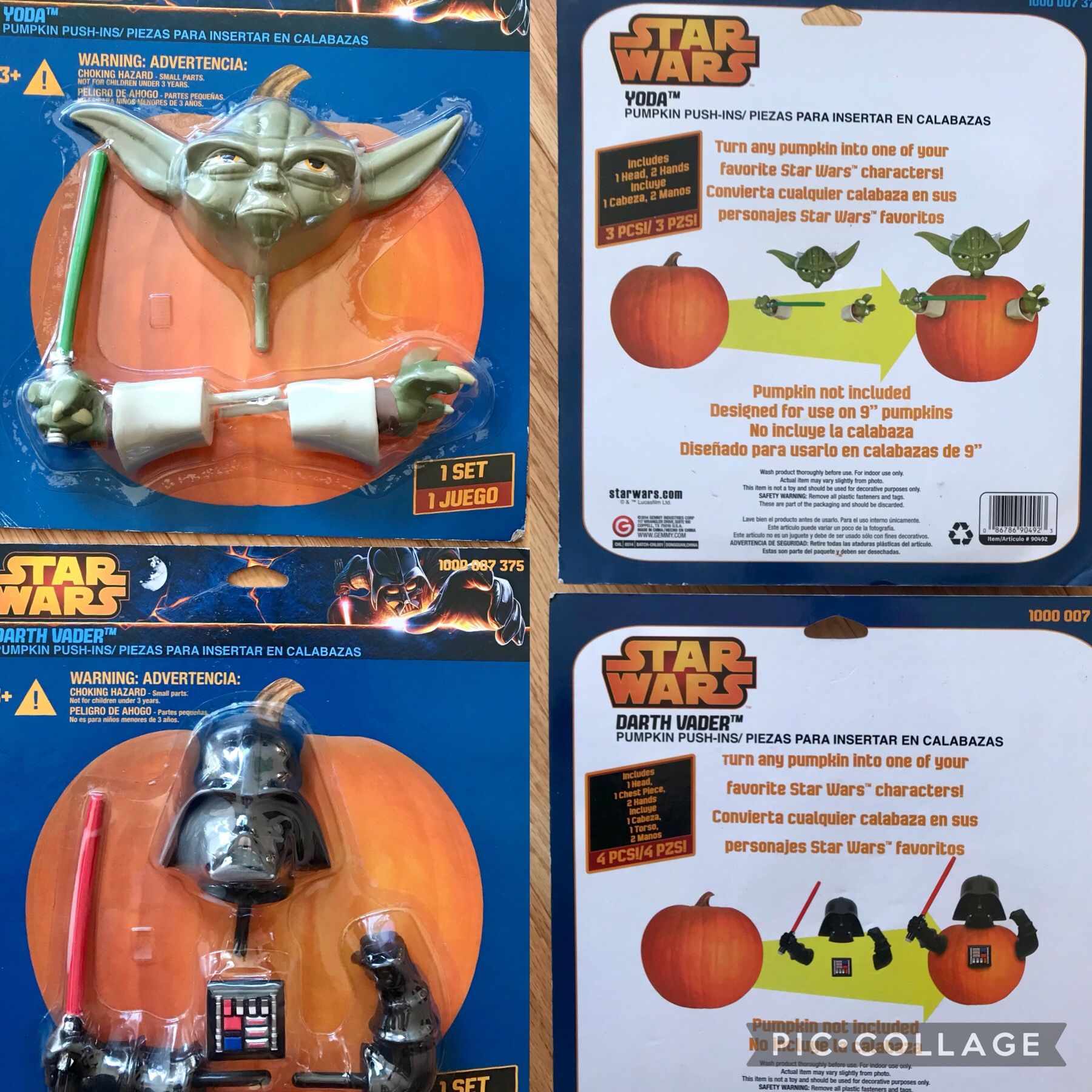 Star Wars Yoda and Darth Vader Halloween Pumpkin Push In Kit
