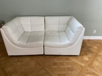 White Leather Modular Sofa 