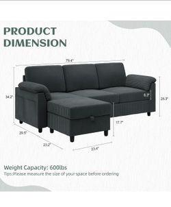 Vongrasig Convertible Sectional Sofa Couch