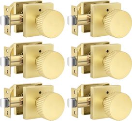 6 Pack Gold Door Knobs Interior Privacy Bedroom with Lock