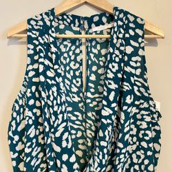 Lush Women’s Sleeveless Wrap Blouse Bodysuit Size XL Teal NWT
