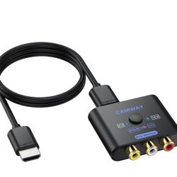 Upgraded RCA To HDMI Converter With HDMI Cable - Higher Quality Images 16:9/4:3 Conversion 1080P AV HDMI Video Audio Adapter For Wii/PS1/PS2/N6