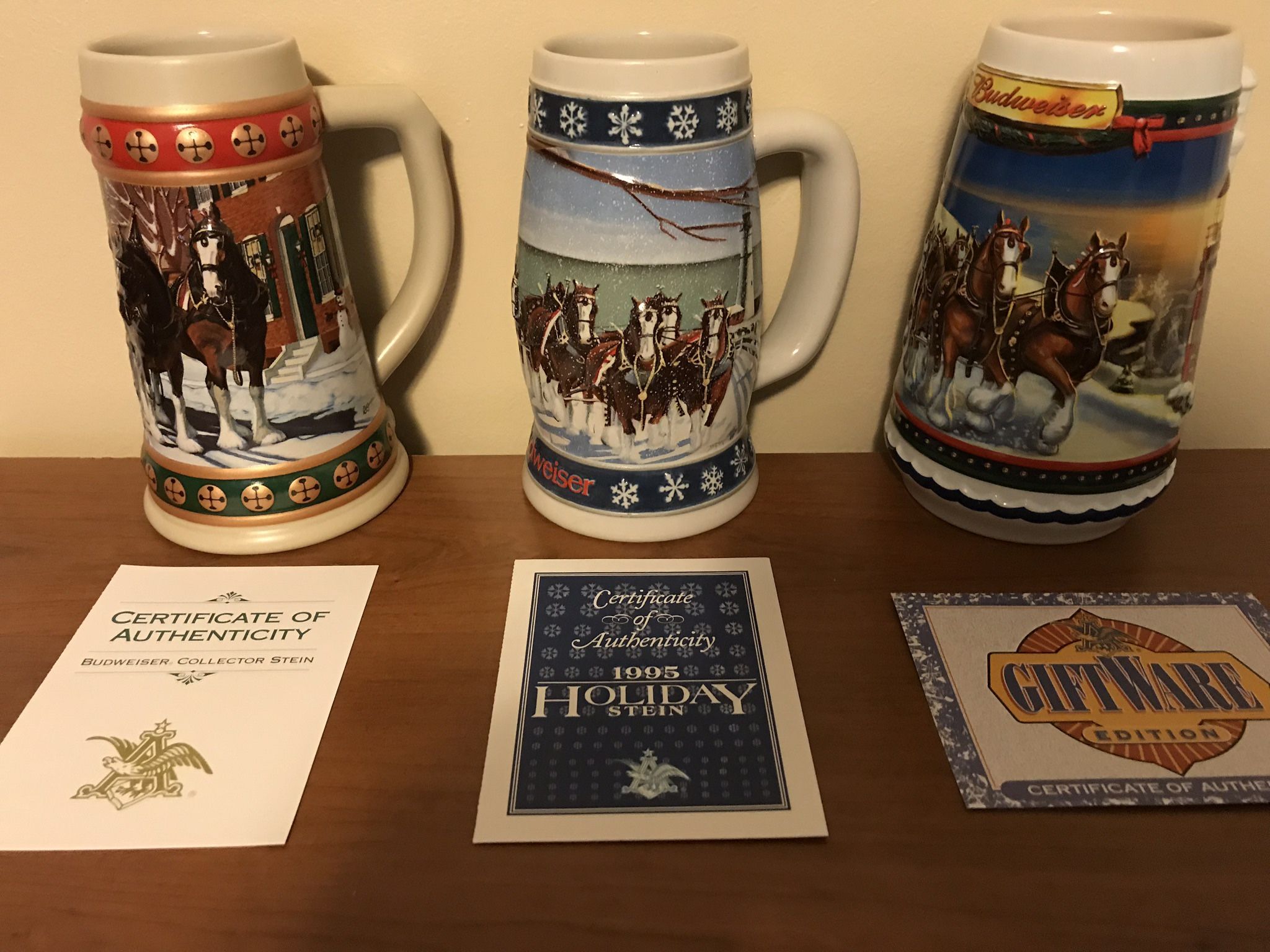 Budweiser Holiday Steins-New In Box!