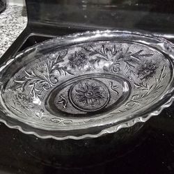 Vintage 9" Crystal Serving Oval Dish Bowl