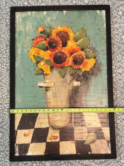 Rustic Wood Print - Bright Sunflowers by August Grove