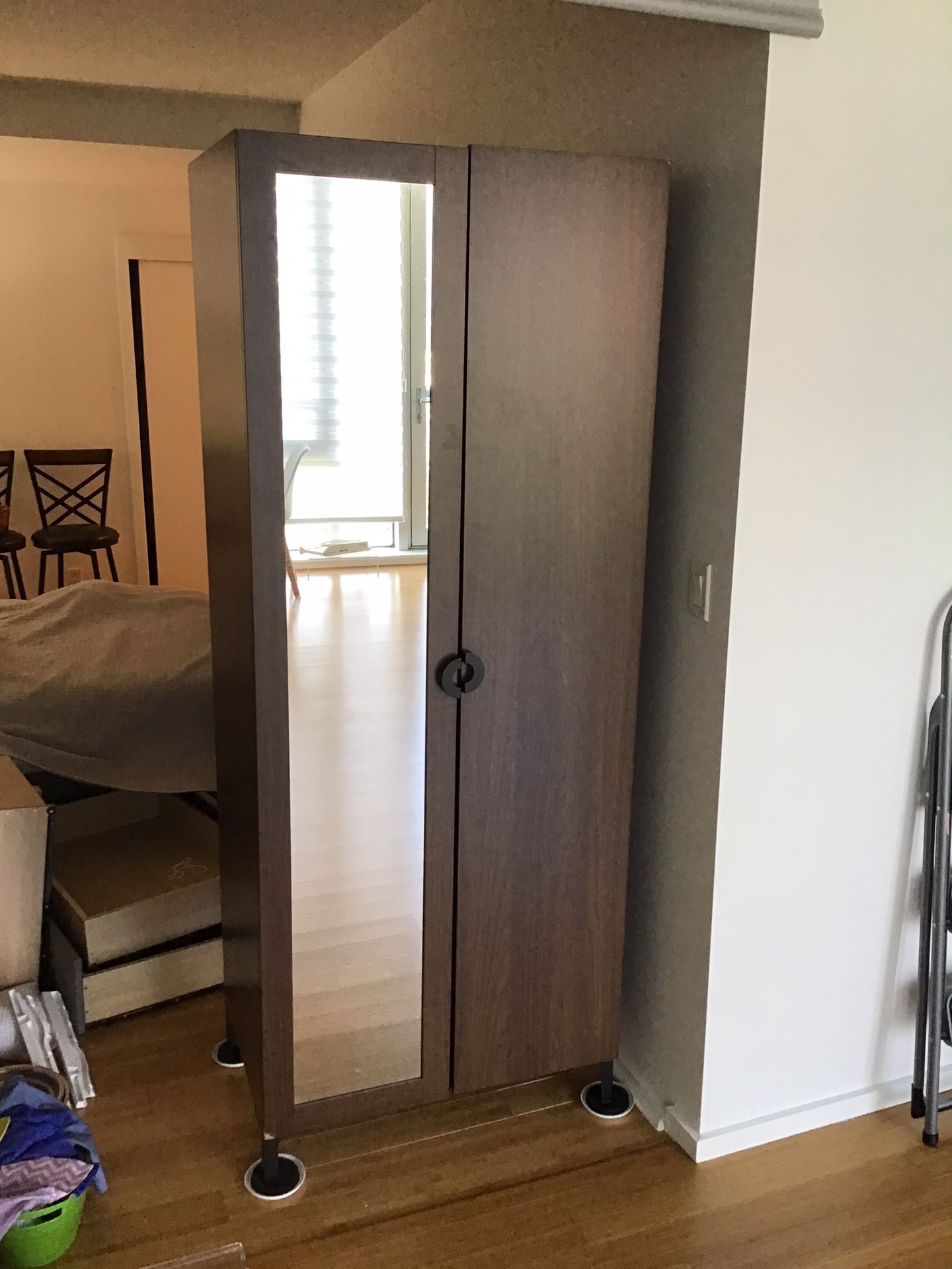 IKEA ENGAN dark brown wardrobe with full size mirror for Sale in Cambridge MA OfferUp