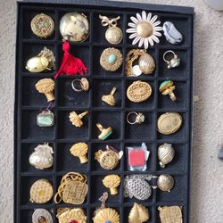 35 Vintage  Solid Perfume Compacts - ALL Sold As ONE Lot