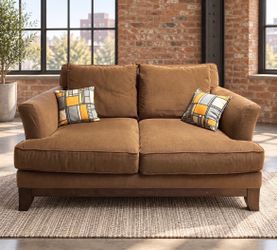 Corduroy Plush Sofa with Pillows
