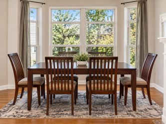 SOLID WOOD DINING ROOM TABLE + 6 CHAIRS — $300 OBO