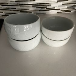 Asian Rice Soup Bowl Glazed Celadon Set Of 4