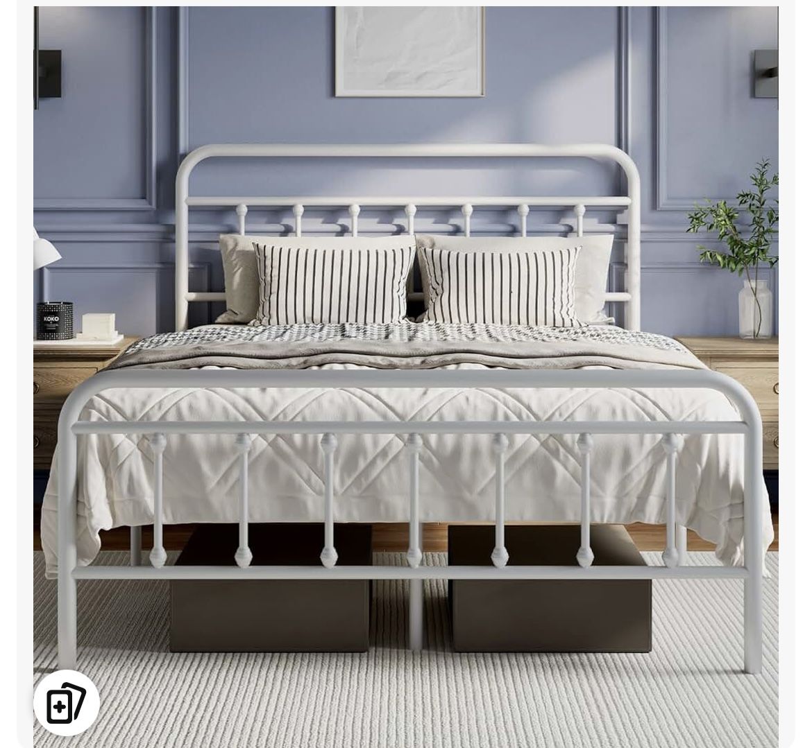 WHITE METAL FULL BED FRAME