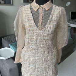Tweed and Tulle Mini Dress