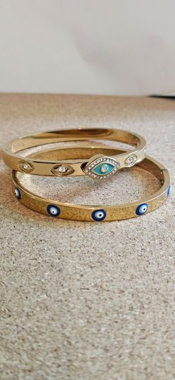 Evil Eye Gold Bangle Bracelets Stainless Steel