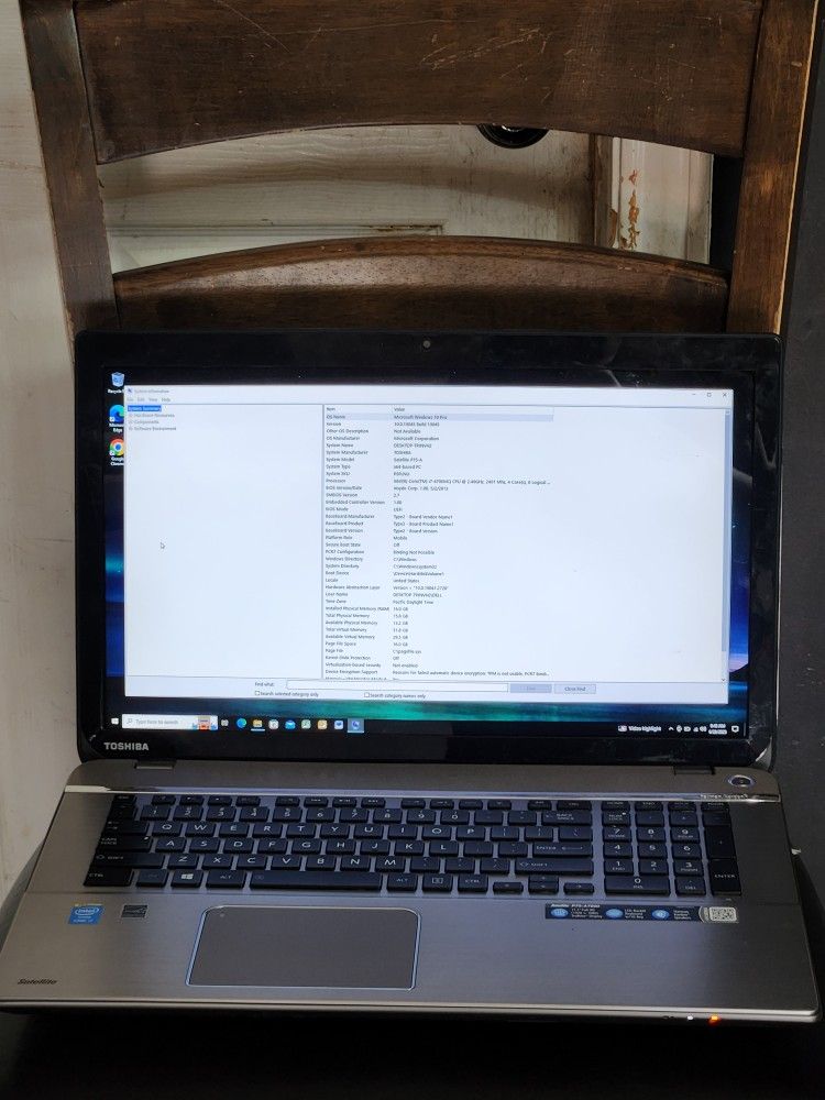 17"screen Toshiba Laptop Intel Core I7 Processor 16gb Ram Webcam Wifi HDMI Microsoft Office Installed