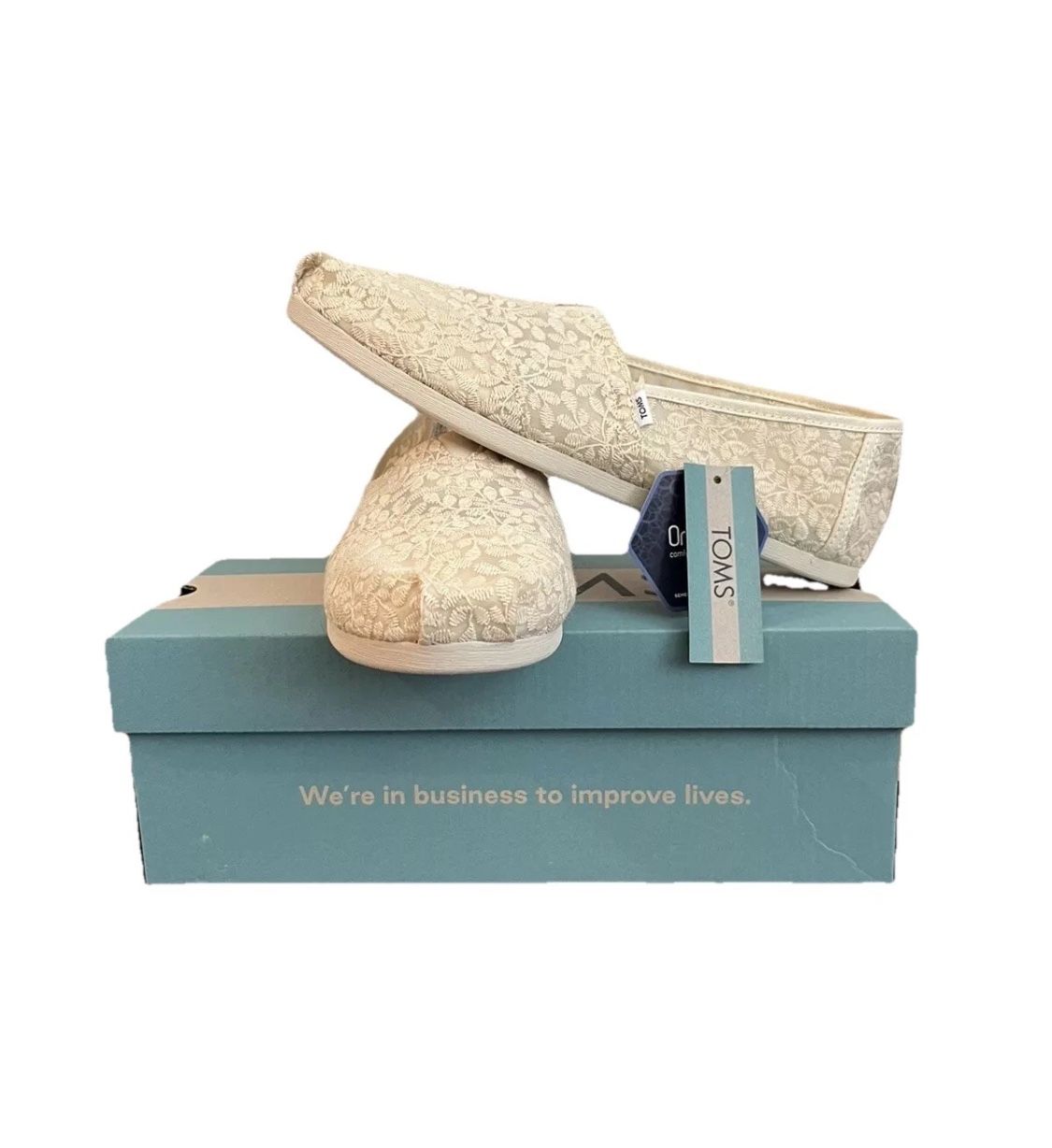 New TOMS Women Natural Botanical Lace Alpargata Rope Espadrille Shoes Flats 9.5W