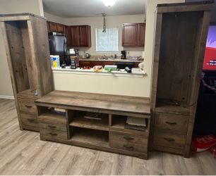 Rustic Wood Entertainment Center with Side Towers