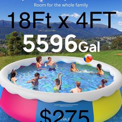 Inflatable Top Ring Swimming Pools 18ft*48in Round Pool Include Filter Pump 
