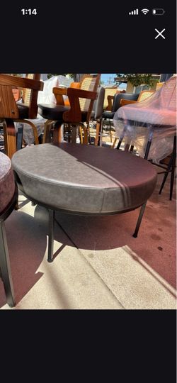 Leather circle ottoman