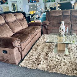Inventory Reduction Sale🔥Gorgeous Chocolate Reclining Sofa+Love Seat Limited Supply Only $999