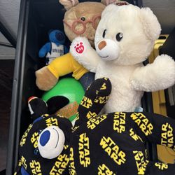 Box Of Stuffed Animals And A Scooby Doo Bowling Ball