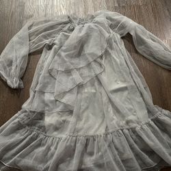 Girls Gray Glitter Sheer Ruffle Dress By Zara Size 10 #16