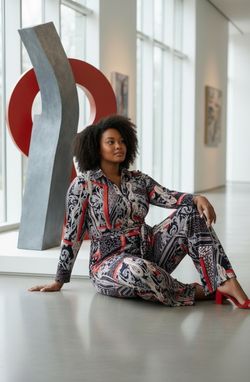 Patterned, Jumpsuit in Black & Red/Multicolor by Find Me *New w/o Tag*