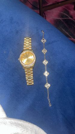 Gold Rolex Date Just & Van Cleef Bracelet.