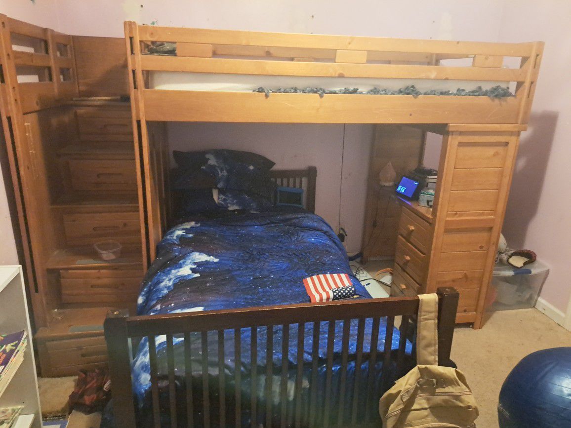 Twin Size Loft Bed With Stairs And Desk 